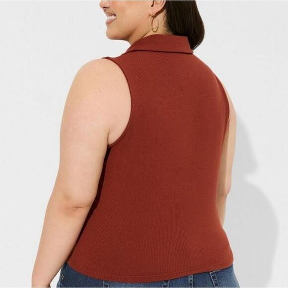 Torrid supersoft rib vneck collared button down crop top size 2 - Picture 3 of 4